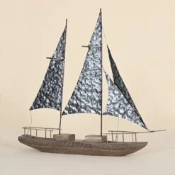 Wooden Sailboat With Metal Sails