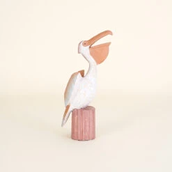 Wood Pelican On Piling, Multi Color