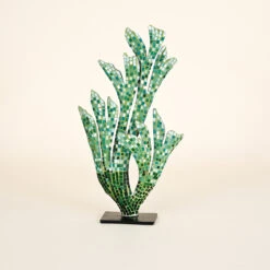 Metal Green Coral Mosaic On Stand
