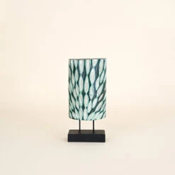 Carving On Black Stand, Blue, Teal And White Wash