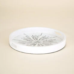 White Tray With Mosaic, Round