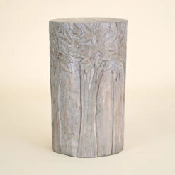 Wood Stool/Table, Carved Trees
