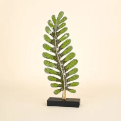 Green Mosaic Leaf On Black Stand