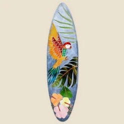 Mosaic Parrot Surfboard Wall Hanging