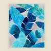 Blue Banana Leaf Mosaic Wall Hanging On Canvas