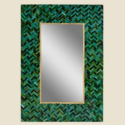 Green And Blue Mosaic Framed Mirror