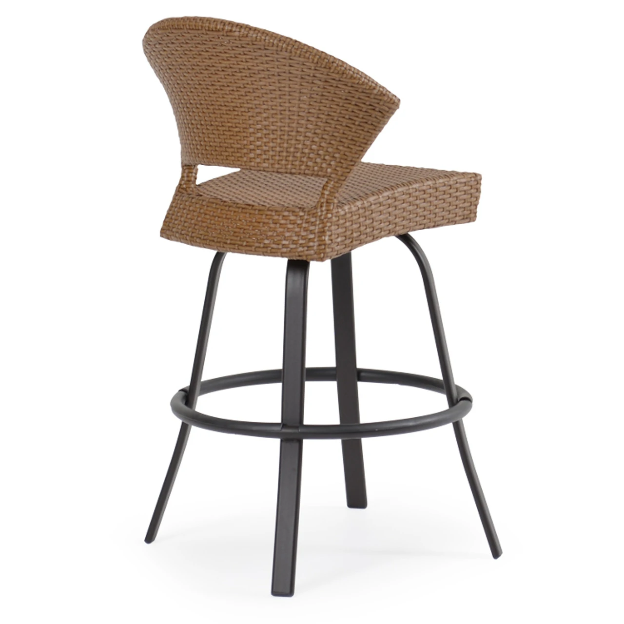 Empire Outdoor Wicker Bar Height Stool With Curved Back - Image 2