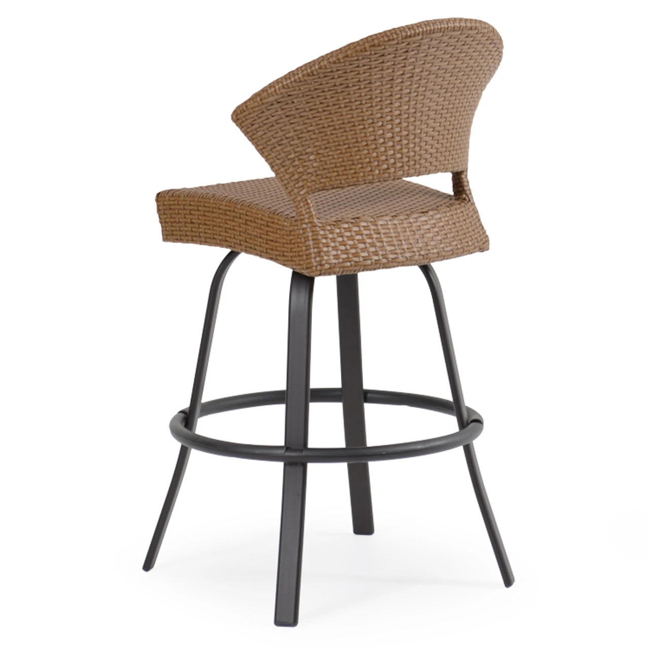Empire Outdoor Wicker Bar Height Stool With Curved Back - Image 3
