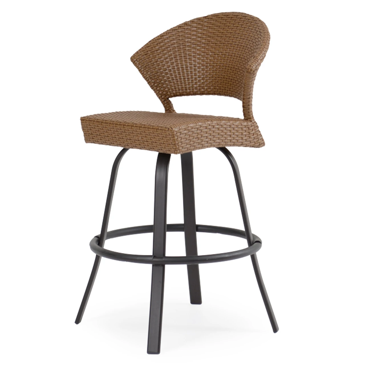 Empire Outdoor Wicker Bar Height Stool With Curved Back - Image 6