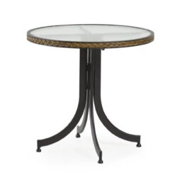 Empire Outdoor Wicker 28" Round Bistro Table With Glass Top