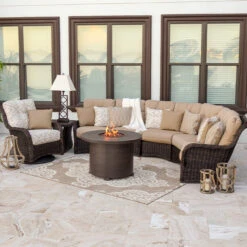 Maldives Outdoor Aluminum Rectangular Fire Pit In Black Walnut