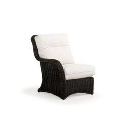 Maldives Outdoor Wicker Left Facing Arm Chair In Clove Weave