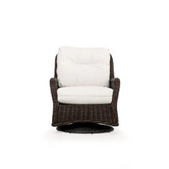 Maldives Outdoor Wicker Swivel Glider In Clove Weave