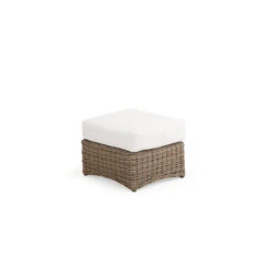 Maldives Outdoor Wicker Rectangle Ottoman In Ash Weave