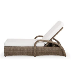 Maldives Outdoor Wicker Chaise Lounge In Ash Weave