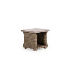 Maldives Outdoor Wicker End Table In Ash Weave