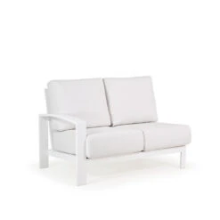 Costa Outdoor Aluminum Left Facing Arm Loveseat In Pearl Finish