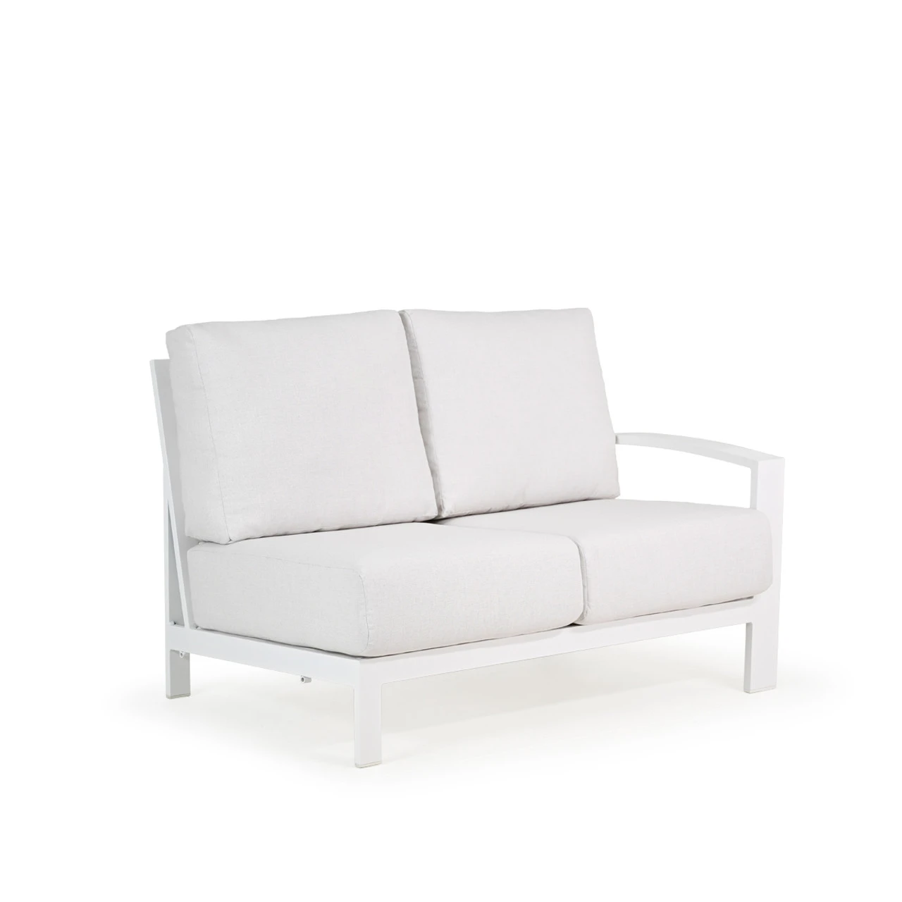 Costa Outdoor Aluminum Right Facing Arm Loveseat In Pearl Finish - Image 2