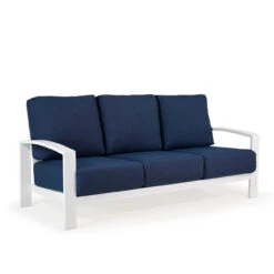 Costa Outdoor Aluminum Sofa In Pearl Finish