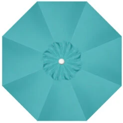 9' Push Button Aqua Umbrella With White Pole