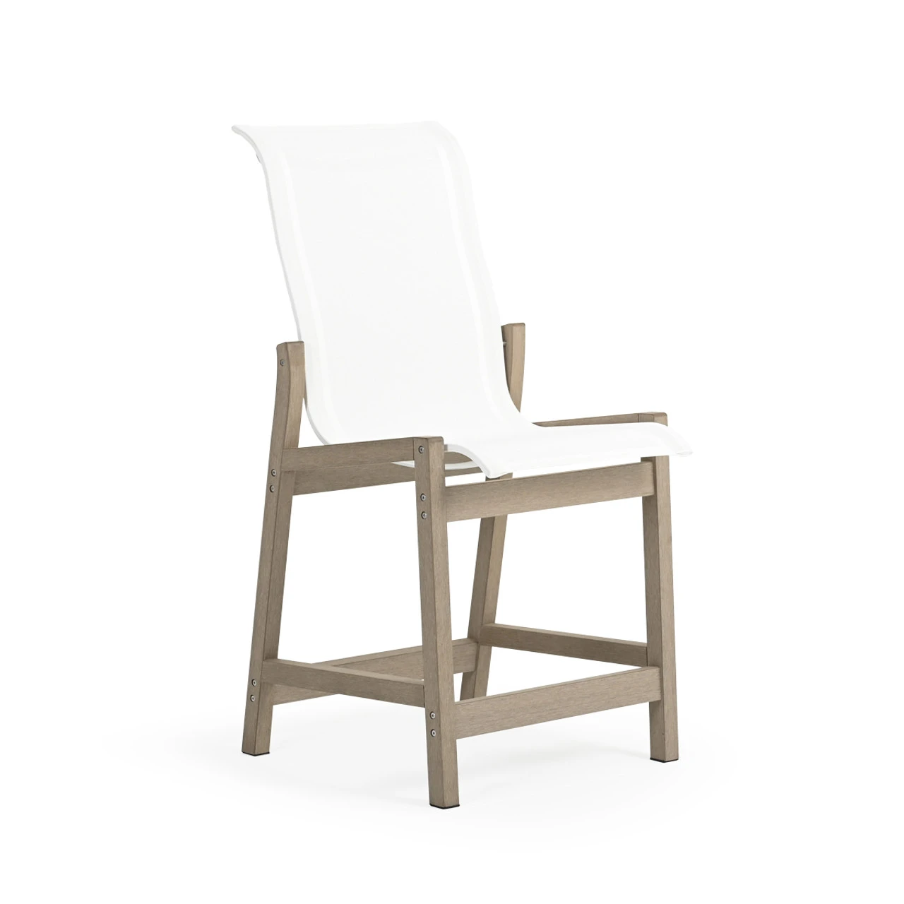 Maui Outdoor PoliSoulâ„¢ Sling Counter Chair In Weathered Teak - Image 6