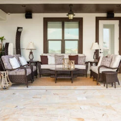 Kokomo Outdoor Wicker Ottoman In Tortoise Shell