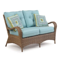 Kokomo Outdoor Wicker Loveseat In Tortoise Shell