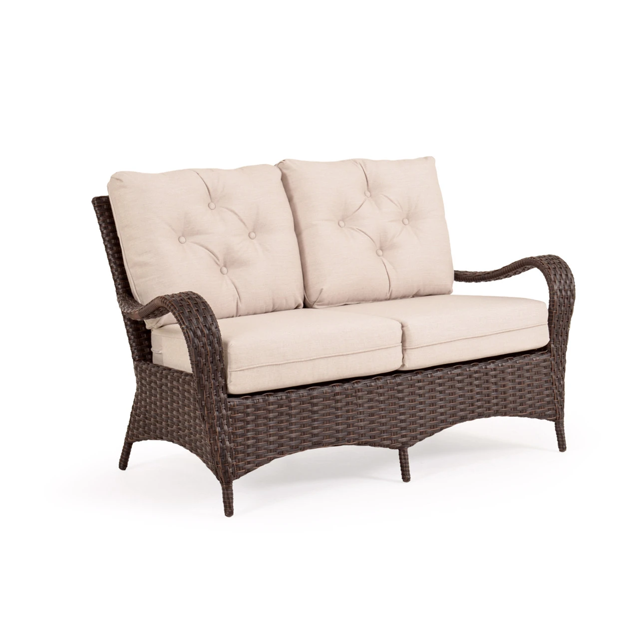 Kokomo Outdoor Wicker Loveseat In Tortoise Shell - Image 2