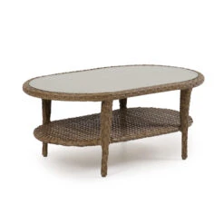 Kokomo Outdoor Wicker Oval Cocktail Table In Tortoise Shell