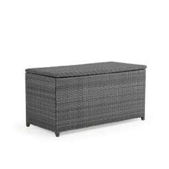 Kokomo Outdoor Wicker Storage Trunk In Oyster Grey