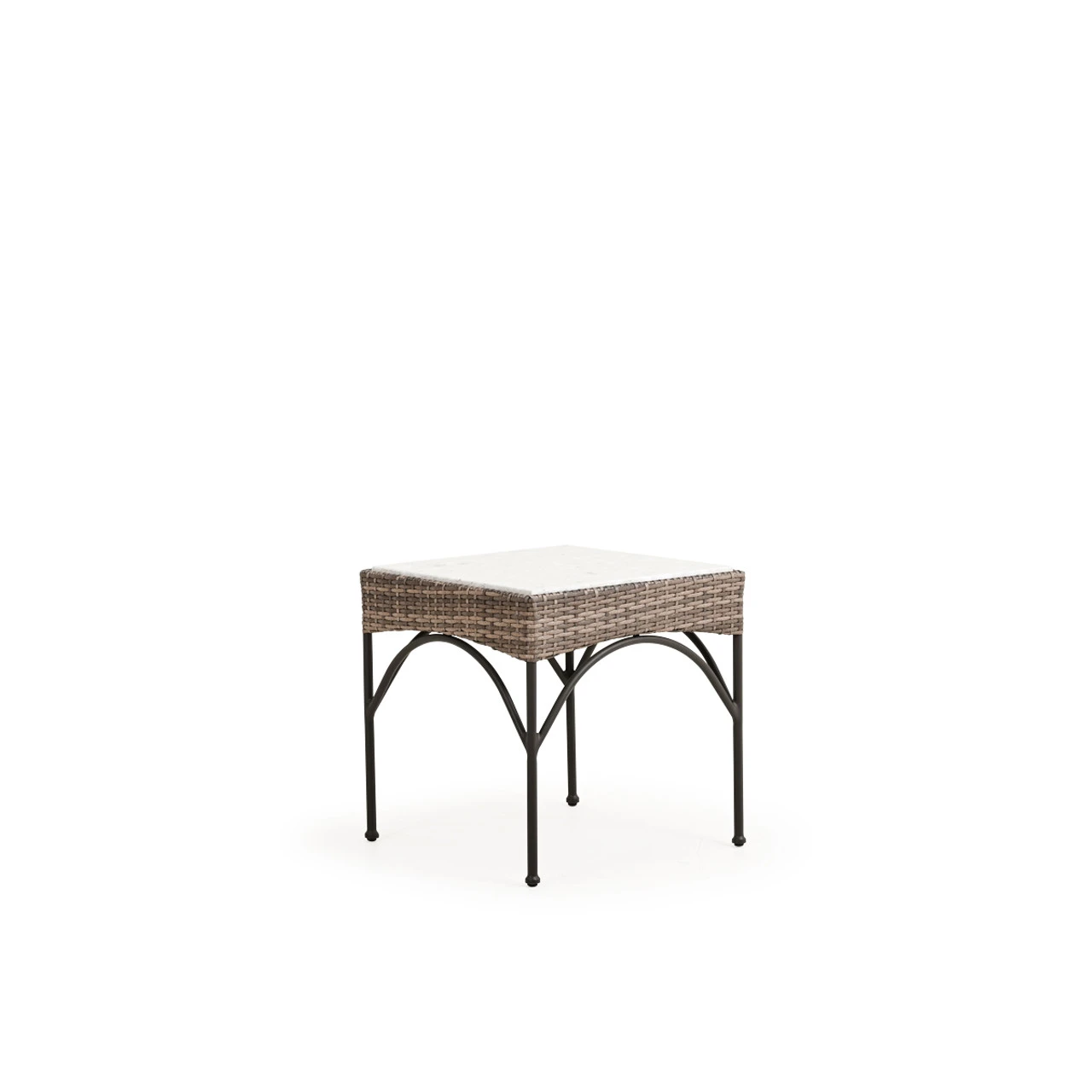 Garden Terrace Outdoor Square Wicker End Table With Stone Top - Image 3