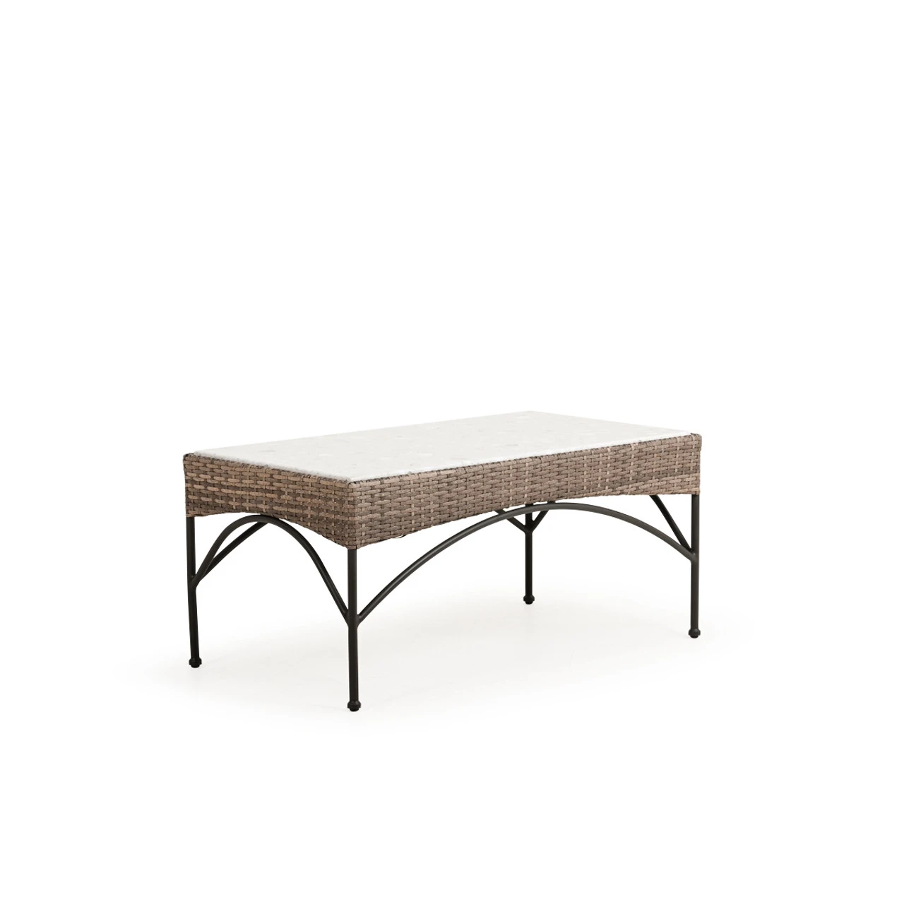 Garden Terrace Outdoor Rectangle Wicker Cocktail Table With Stone Top - Image 3