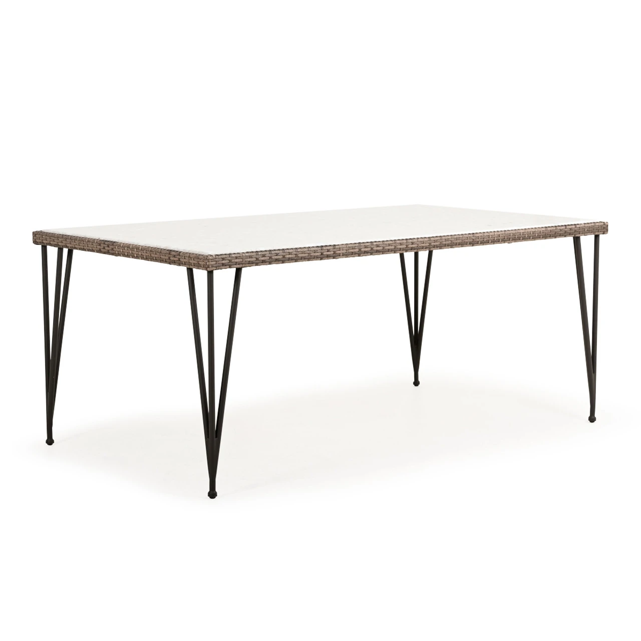 Garden Terrace Outdoor Wicker 39" X 68" Rectangle Dining Table With Stone Top - Image 2