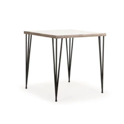 Garden Terrace Outdoor Wicker 39" Square Bar Height Table With Stone Top