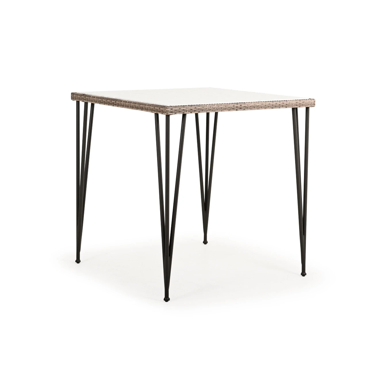 Garden Terrace Outdoor Wicker 39" Square Bar Height Table With Stone Top