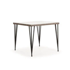 Garden Terrace Outdoor Wicker 39" Square Counter Height Table With Stone Top