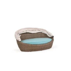Kokomo Outdoor Wicker Pet Chaise With Canopy In Oyster Grey