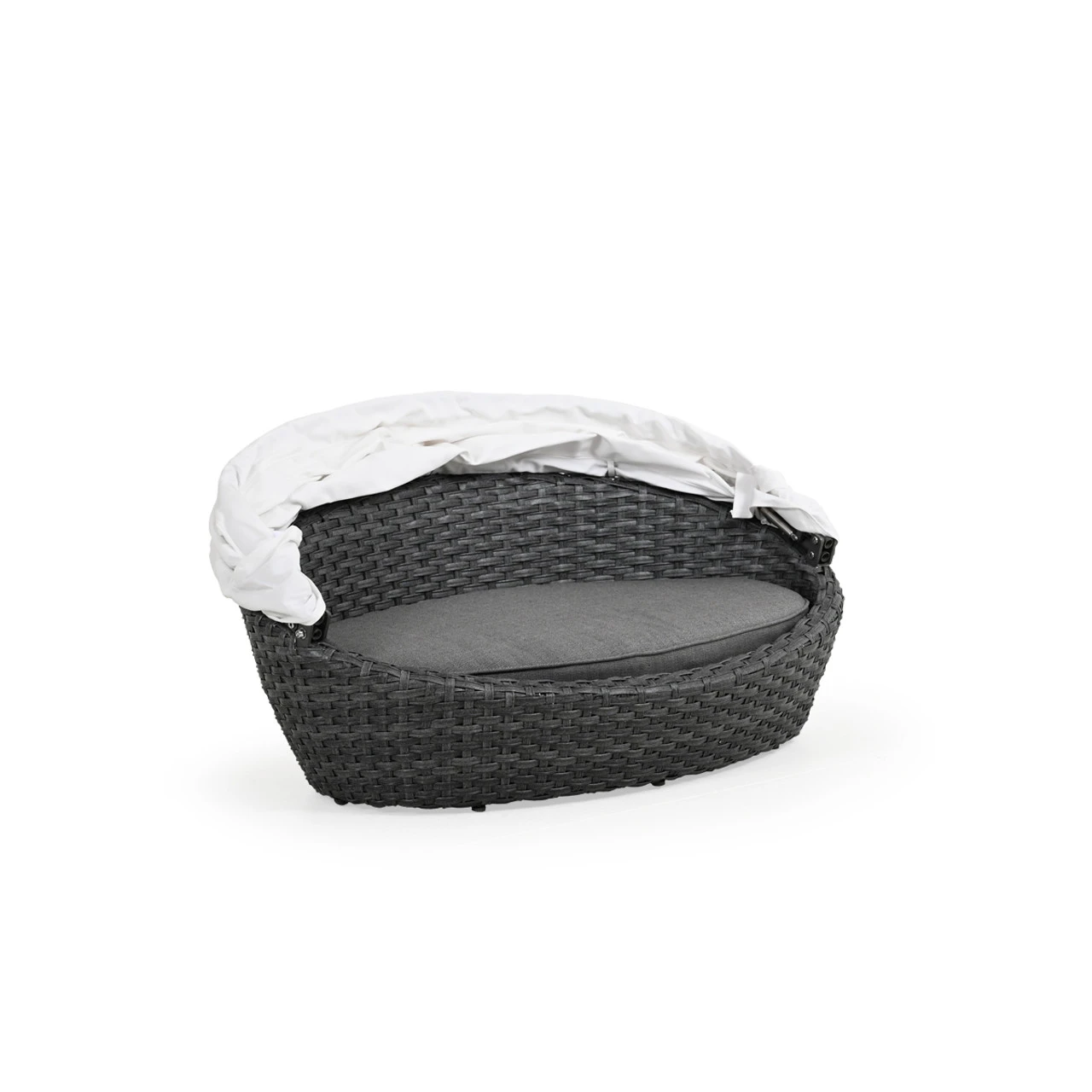 Kokomo Outdoor Wicker Pet Chaise With Canopy In Shadow