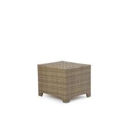 Kokomo Outdoor Wicker Storage End Table In Oyster Grey
