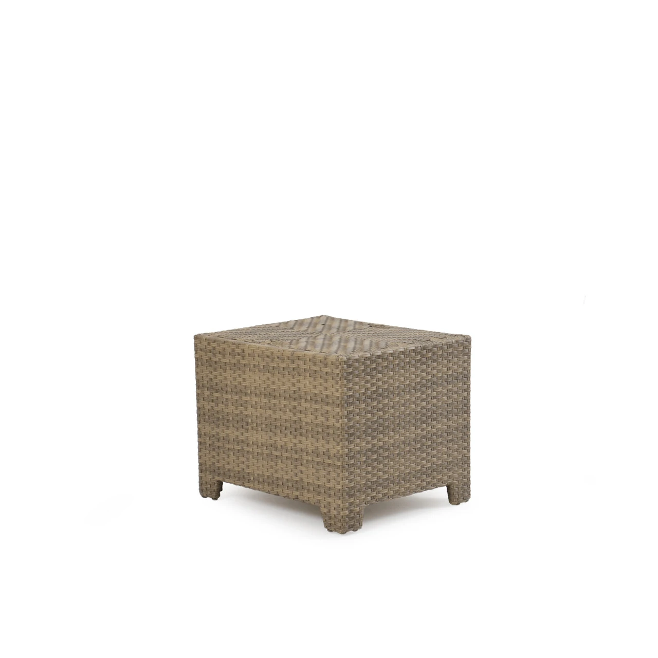 Kokomo Outdoor Wicker Storage End Table In Oyster Grey