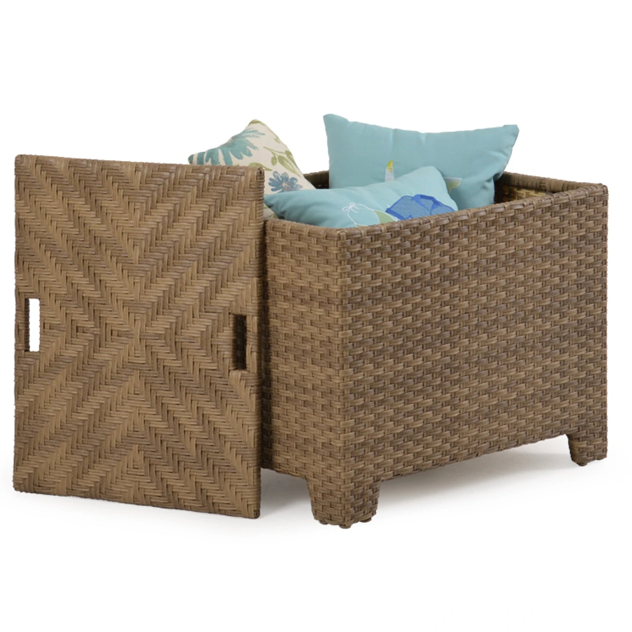 Kokomo Outdoor Wicker Storage End Table In Oyster Grey - Image 4