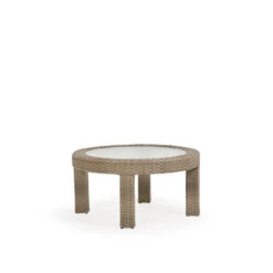 Kokomo Outdoor Wicker Round Cocktail Table In Oyster Grey