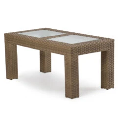 Kokomo Outdoor Wicker Cocktail Table In Oyster Grey