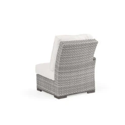 Retreat Outdoor Wicker Left Facing Arm Chair In Pebblestone
