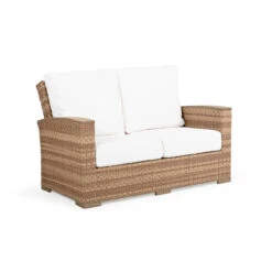 Retreat Outdoor Wicker Loveseat In Sandstone