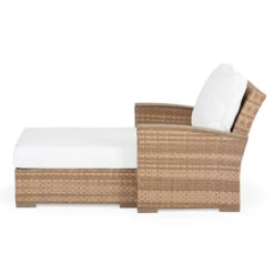 Retreat Outdoor Wicker Chaise And A Half In Sandstone