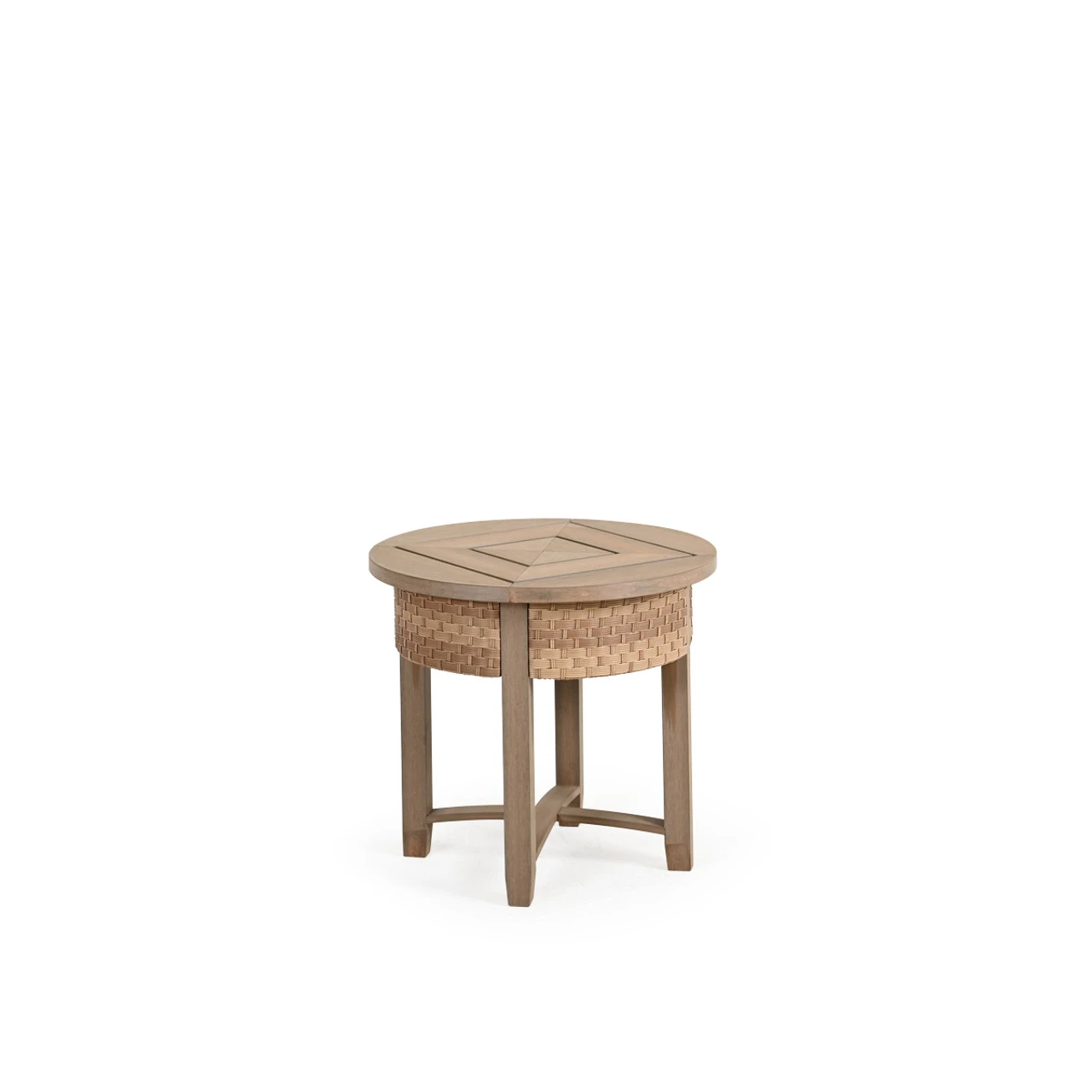 Retreat Outdoor Wicker Round End Table In Sandstone