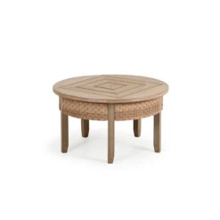 Retreat Outdoor Wicker Round Cocktail Table In Sandstone