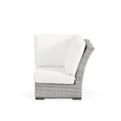 Retreat Outdoor Wicker Corner Chair In Pebblestone