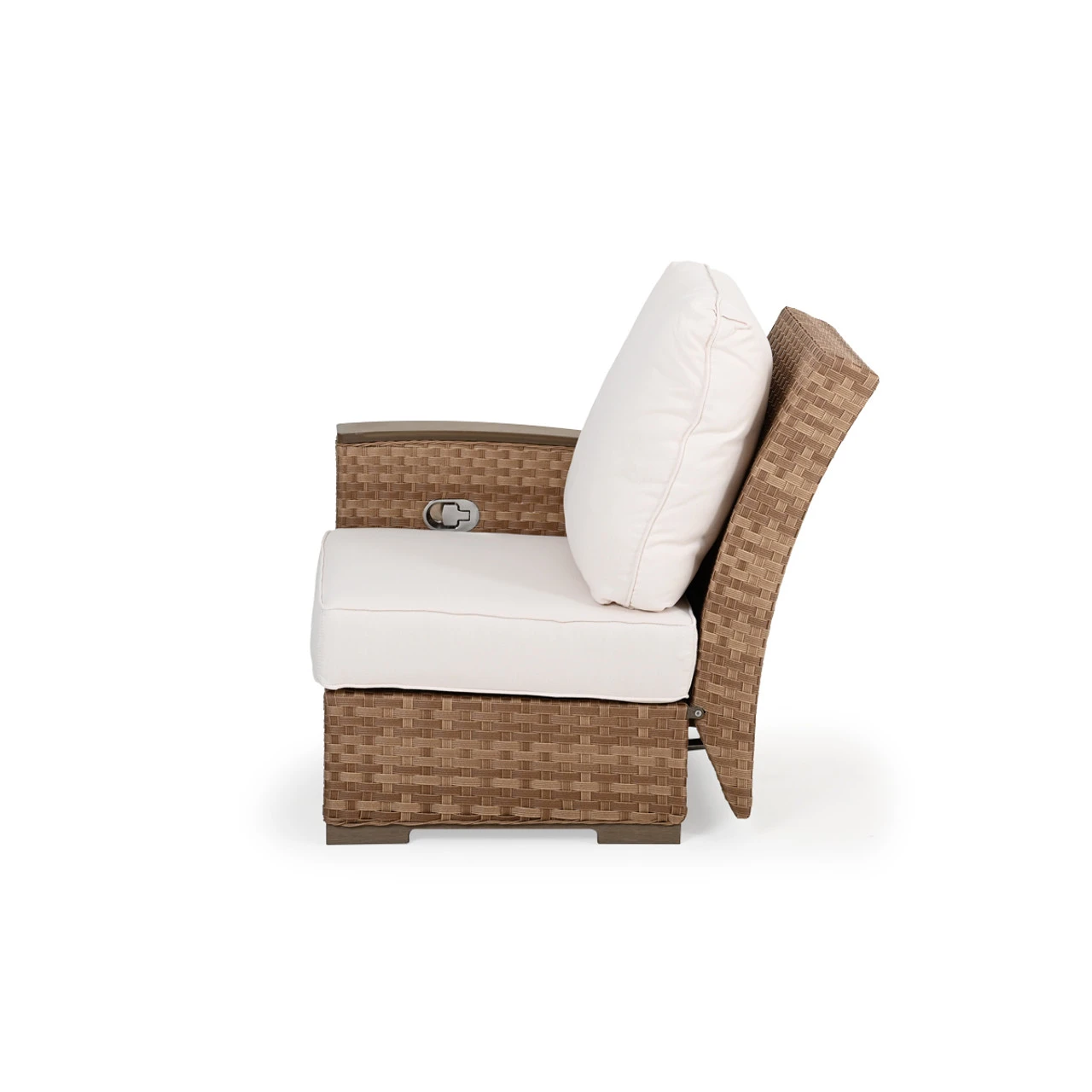 Retreat Outdoor Wicker Left Facing Arm Reclining Chair In Sandstone - Image 4